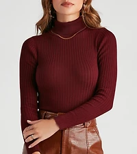Classic Ribbed Knit Turtleneck Bodysuit
