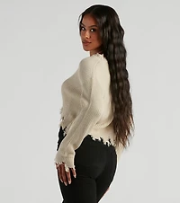 Perfect Knit Distress Crop Sweater