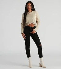 Perfect Knit Distress Crop Sweater