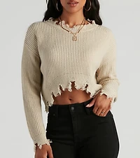 Perfect Knit Distress Crop Sweater