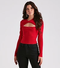Flirty Twist-Front Cutout Crop Top