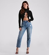 Flirty Secret Mock Neck Sweater Top