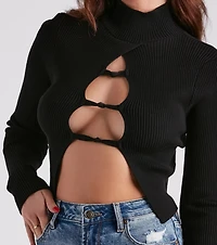 Flirty Secret Mock Neck Sweater Top