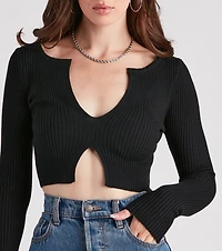 Twice The Love Rib Knit Crop Top