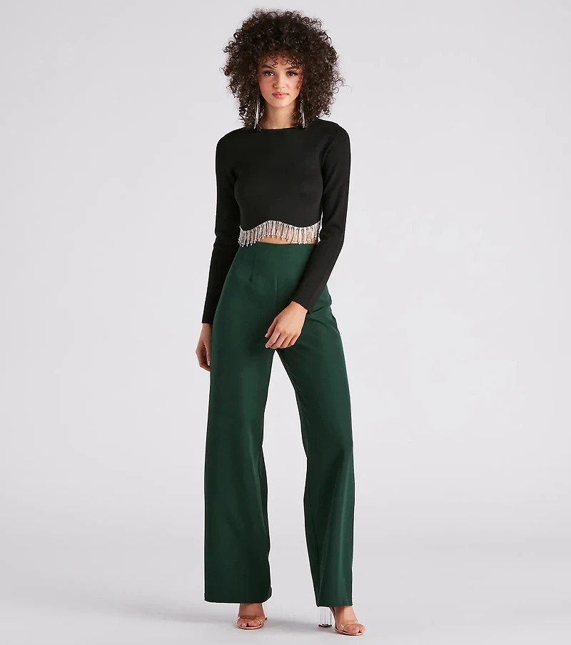 Bejeweled Me Rhinestone Fringe Top