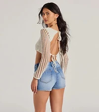 Crochet Cutie Long Sleeve Crop Top
