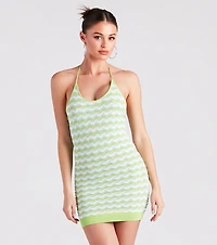 Sunshine Girlie Crochet Chevron Sweater Dress