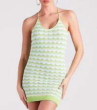 Sunshine Girlie Crochet Chevron Sweater Dress