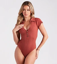 Casual Trendsetter Collared Bodysuit