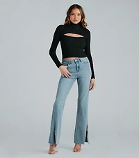 Cut Out The Drama Rib Knit Sweater Top