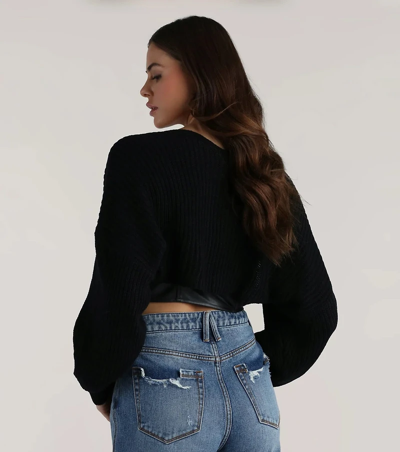 Sweet And Cozy Oversized Knit Sweater Bolero