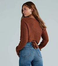 Tied Together Style Striped Cable Knit Sweater