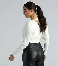 Doll It Up Open Back Ribbed Sweater