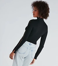 Chic Update Mock Neck Long Sleeve Crop Top