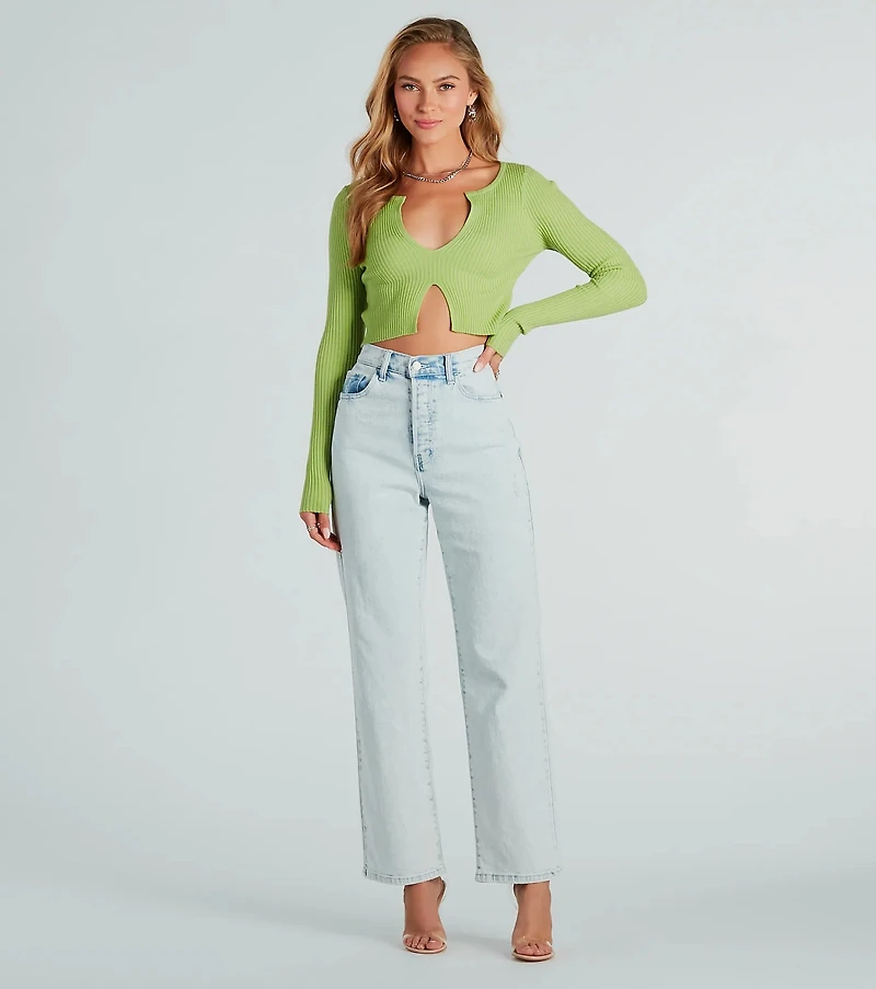 Twice The Love Rib Knit Crop Top