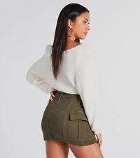 Classic Cozy Surplice Cropped Sweater