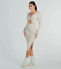 Twist Perfection Cutout Sweater Midi Dress