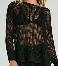 Breezy Beauty Sheer Crochet Coverup Top