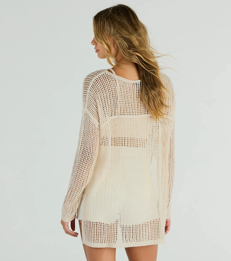 Breezy Beauty Sheer Crochet Coverup Top