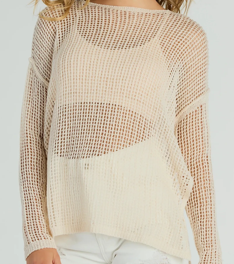 Breezy Beauty Sheer Crochet Coverup Top