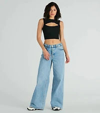 Basically The One Sleeveless Cutout Crop Top