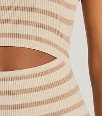 A Daze Strapless Cutout Striped Knit Mini Dress