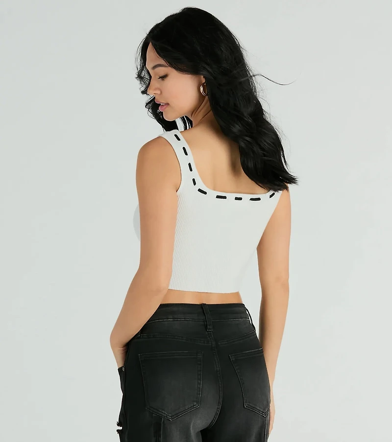 Delicate Perfection Ribbon Bow Knit Tank Top