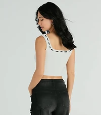 Delicate Perfection Ribbon Bow Knit Tank Top