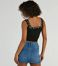 Delicate Perfection Ribbon Bow Knit Tank Top