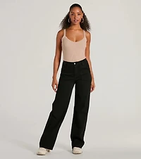 Up A Notch Sleeveless V-Neck Knit Bodysuit