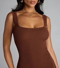 Basic Babe Sleeveless Bodycon Slit Mini Dress