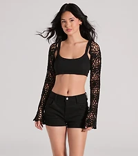 Sunny Radiance Floral Crochet Bolero