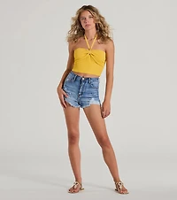 New You Sweetheart Halter Crop Top