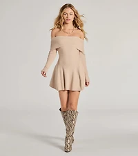 Chic Staple Ribbed Knit Skater Dress