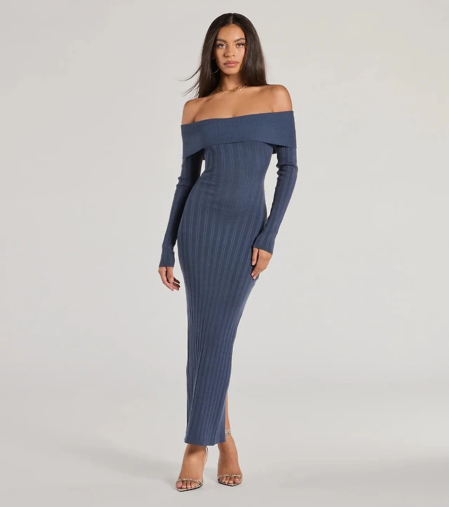 emerson off-the-shoulder drama maxi dress Abercrombie & Fitch Emerson Off-The-Shoulder Drama Maxi Dress