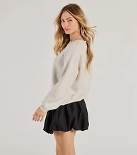 Cozy Sparkle Rhinestone Ribbed Knit Sweater