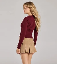 Chic Staple Crew Neck Cropped Knit Cardigan