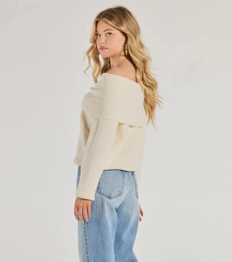 Cozy Factor Ribbed Knit Off-The-Shoulder Sweater