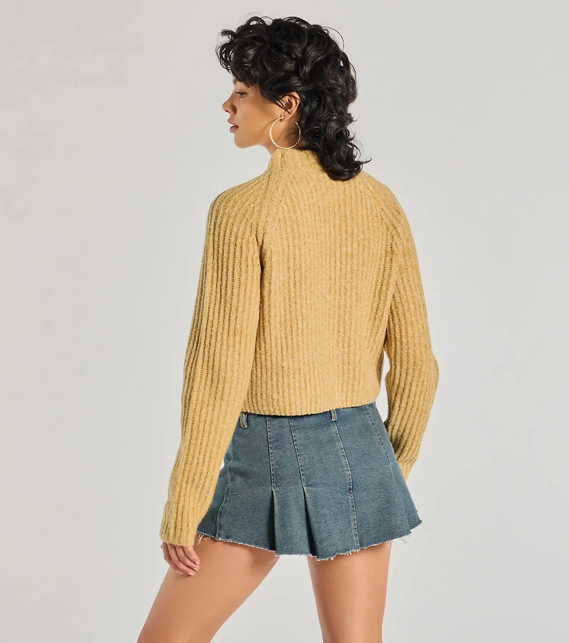 Stylishly Casual Mock Neck Knit Sweater