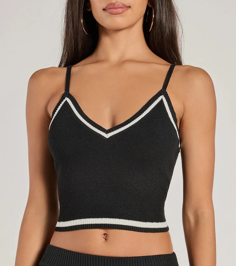 Preppy Please Striped V-Neck Crop Top