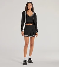 Preppy Please Striped Button Crop Sweater