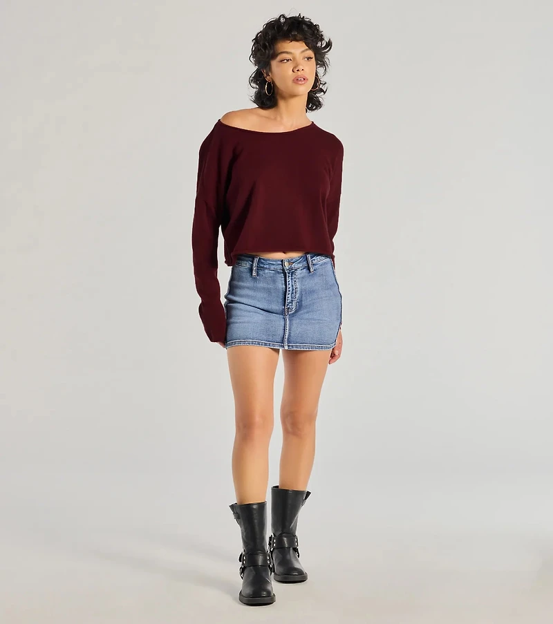 Classic Chic Asymmetrical Cropped Pullover Sweater