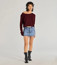 Classic Chic Asymmetrical Cropped Pullover Sweater