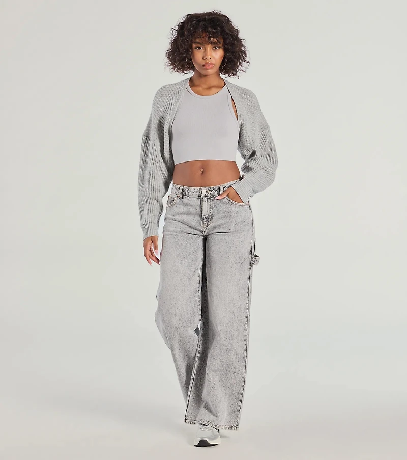 Sweet And Cozy Oversized Knit Sweater Bolero