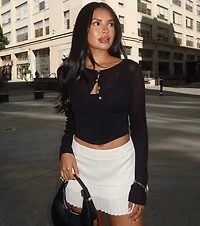 Perfectly Chic Button Crop Sweater Topper