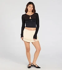 Perfectly Chic Button Crop Sweater Topper