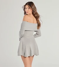 Chic Staple Ribbed Knit Skater Dress