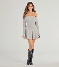 Chic Staple Ribbed Knit Skater Dress