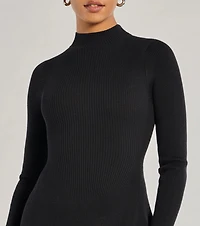 Cute And Cozy Mock Neck Knit Skater Dress