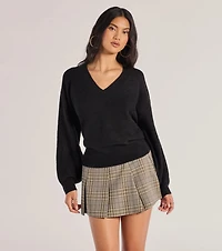 Comfy Chic Knit V-neck Pullover Sweater